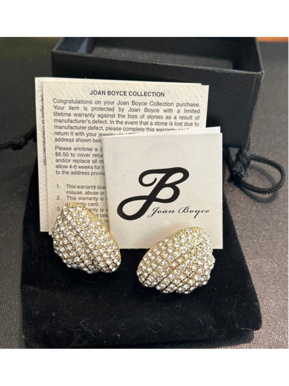 Women's Joan Boyce Gold Tone Clear Crystal Clip-On Earrings One Size - Picture 3 of 3